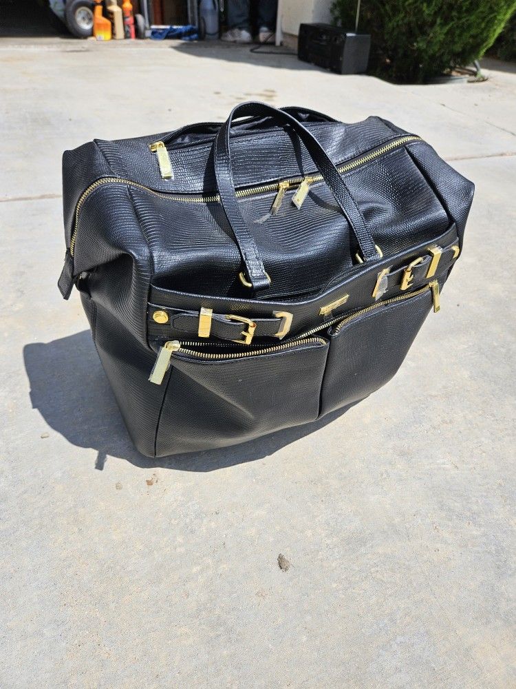 *price REDUCED!* NEW *Joy MANGANO* Black Travel, Gold Accents NEW