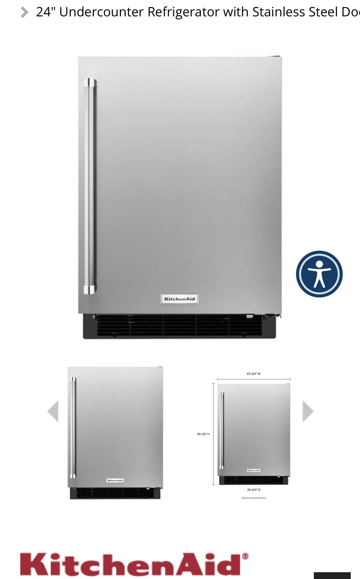 Under counter Refrigerator 24” Model Kurr104esb