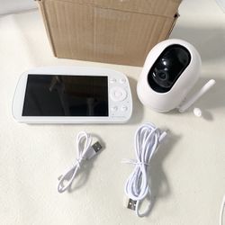 Smart WiFi Baby Monitor with Camera and Audio, 5.5” 1080P Wall-Mountable Display, 360° Pan & Tilt, HD Night Vision, Soothing Music, Multi-User Support