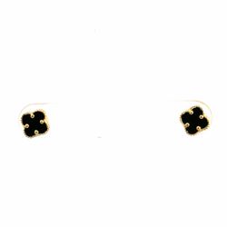 Woman’s Ladies 14k Yellow Gold Petite Black Clover Stud Earrings GP3129621