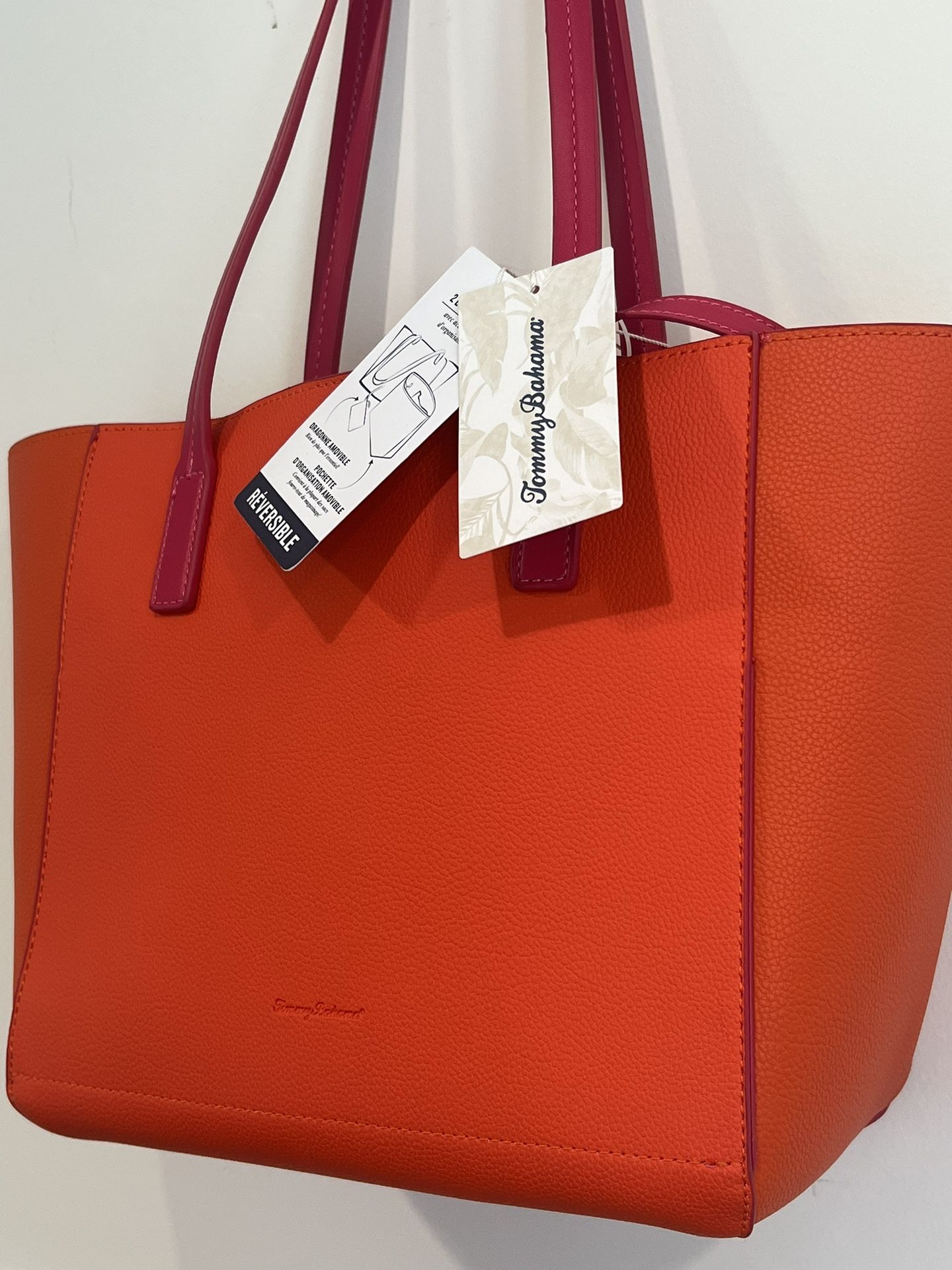 New Tommy Bahama Medium-Large Tote Bag Travel Purse Organizer Insert Pink Orange