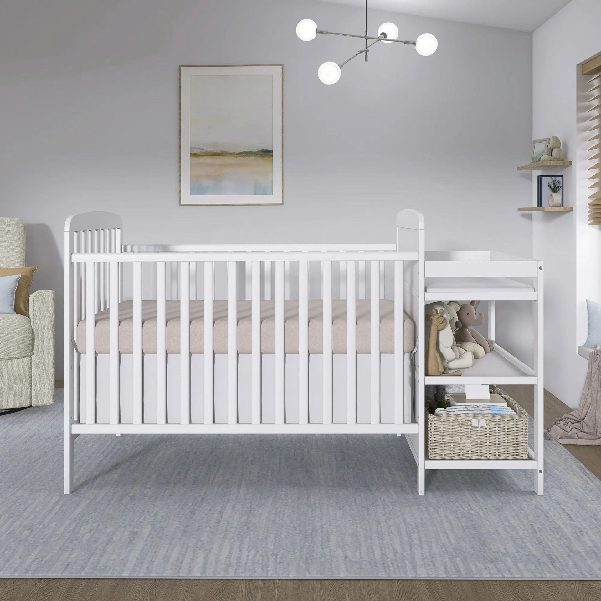 (DOM) Dream On Me Crib w/Mattress (White)
