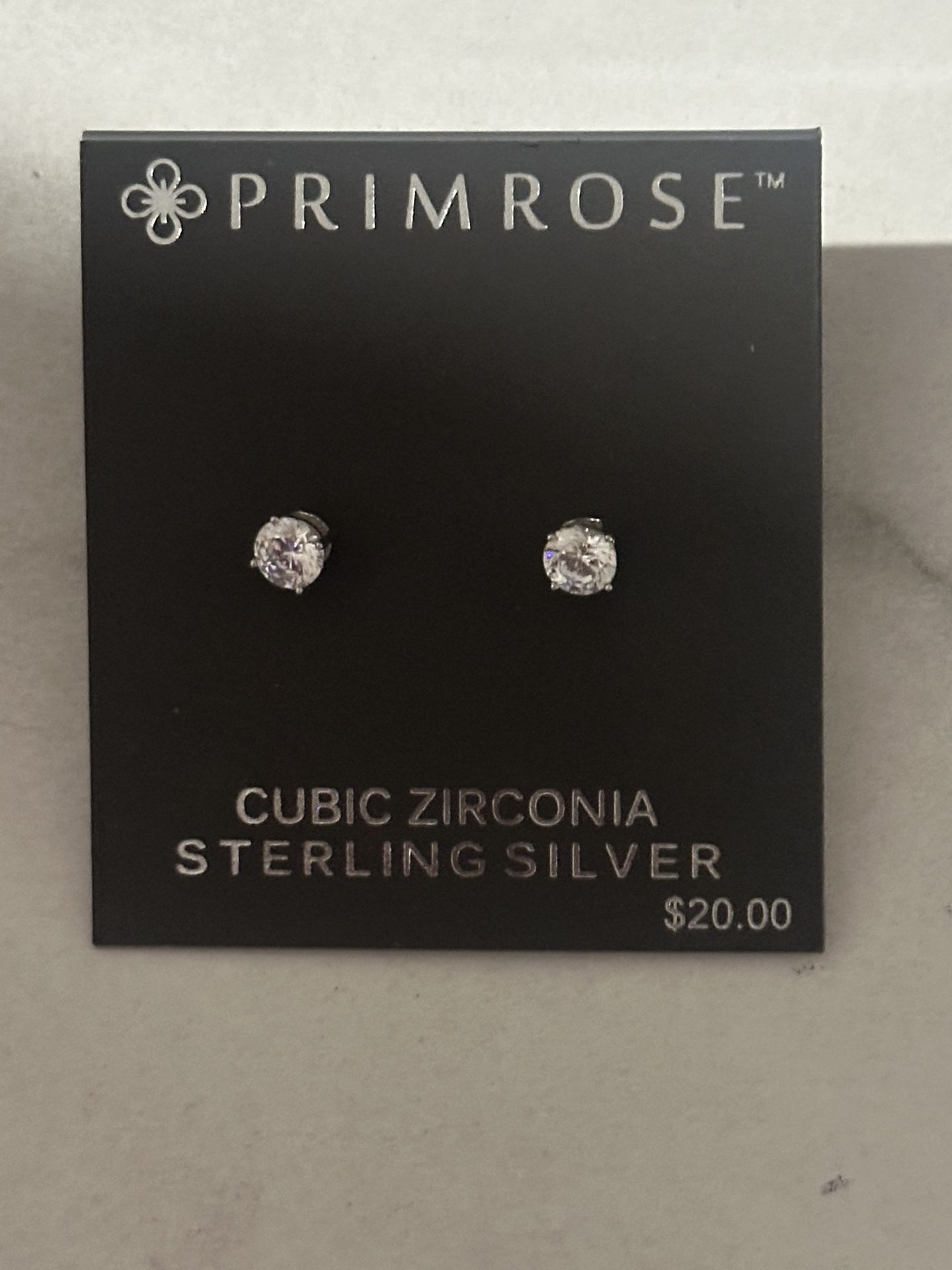 Primrose Cubic Zirconia Sterling Silver Pierced Earrings New