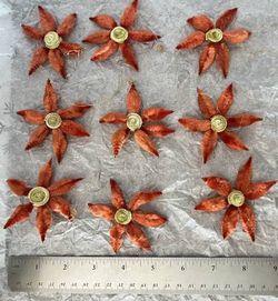 Vtg 1950's-1960's Chenille Poinsettia Set of 9 Ornaments - Japan