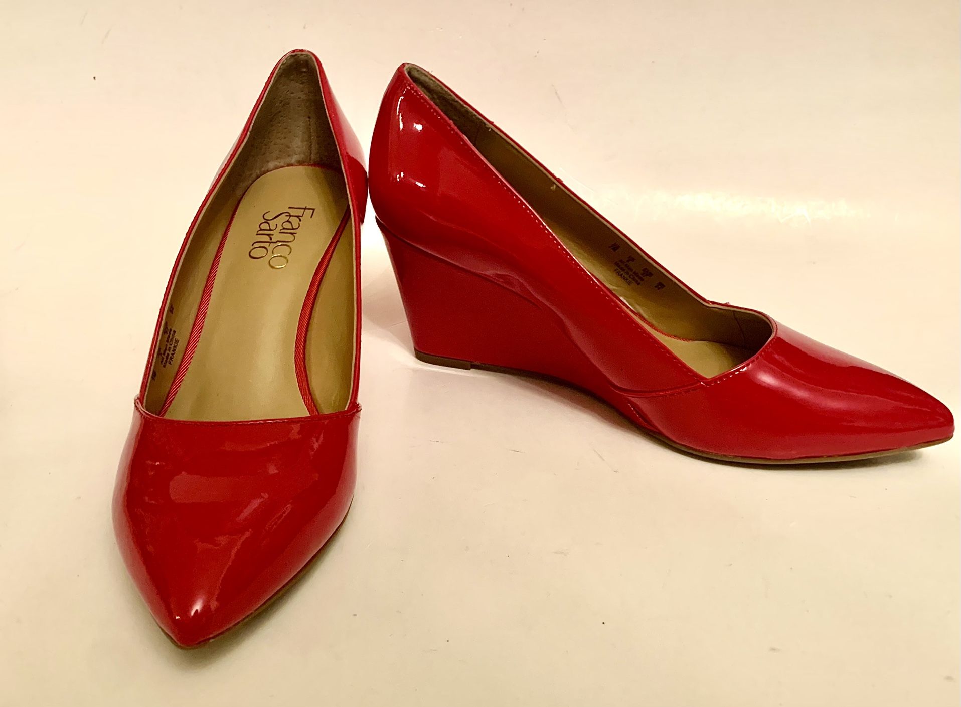 NEW Franco Sarto Red Patent Leather Wedges Ladies Size 7