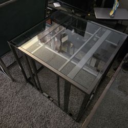 Modern Glass and Chrome Square End Table