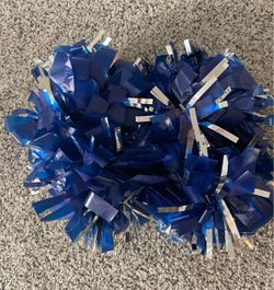 Royal Blue & Metallic Silver - New Pom Poms