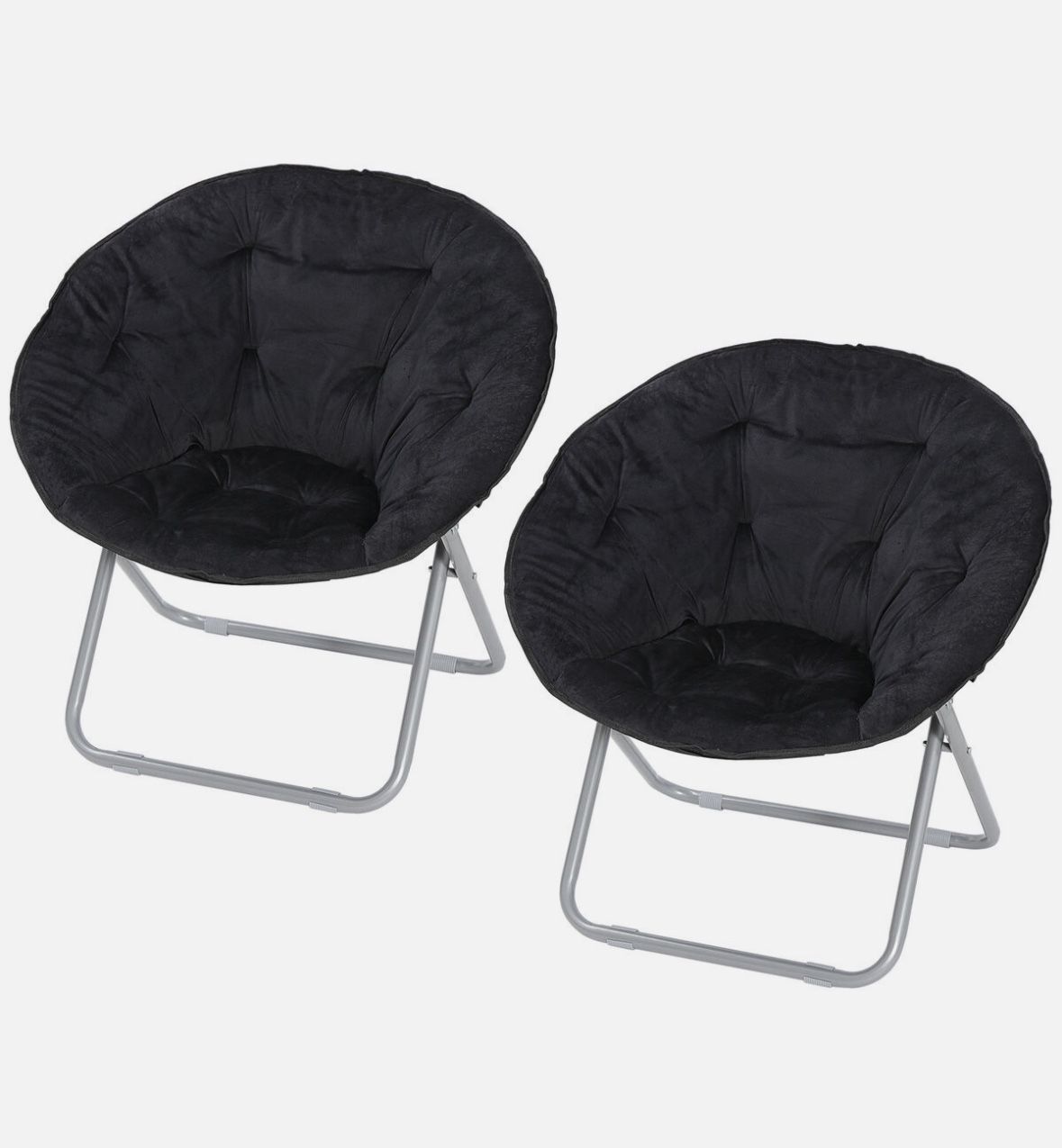2 Pack Folding Saucer Chair Portable Faux Fur Soft Lounge Moon Chair for Bedroom
