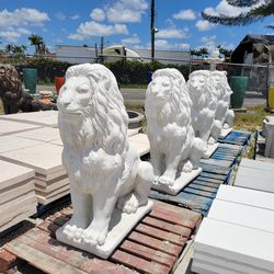 Concrete Stone Large Lion Statue / Cement Garden Lions