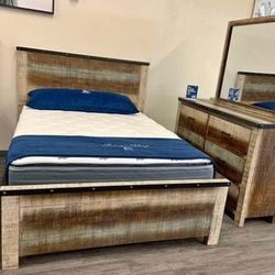 Sembene 4 Pcs Queen or King Bedroom Set Dresser Nightstand and mirror With INTEREST-FREE Payment Options 