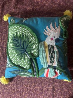 Opal house cockatoo embellished pillow