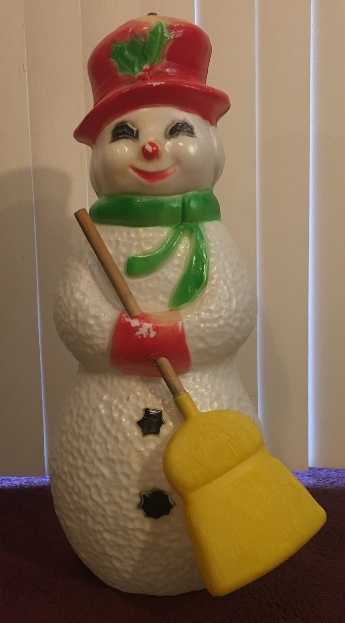 22" tall lighted snowman with broom blow mold