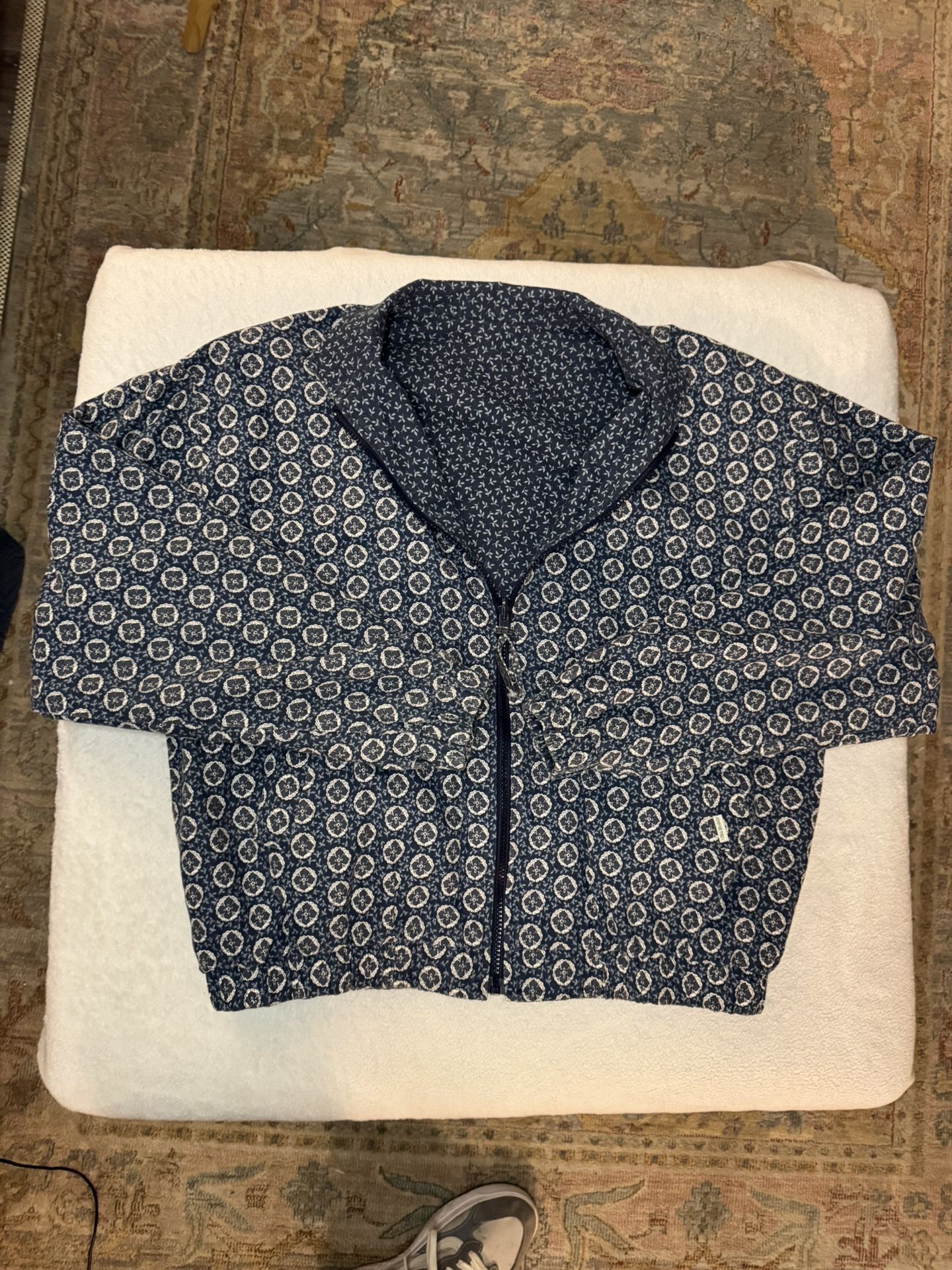 Vera Bradley Vintage Reversible Blue Golf Bomber Jacket Womens Medium