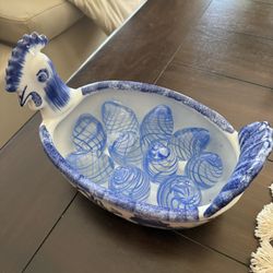 Cobalt Chicken With Solid Glass Eggs