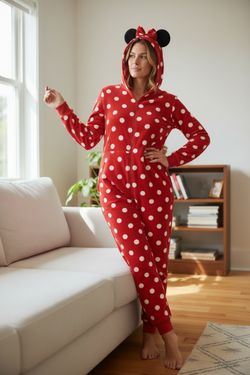Disney Minnie Mouse Hooded Fleece Onsie PJ Jumpsuit