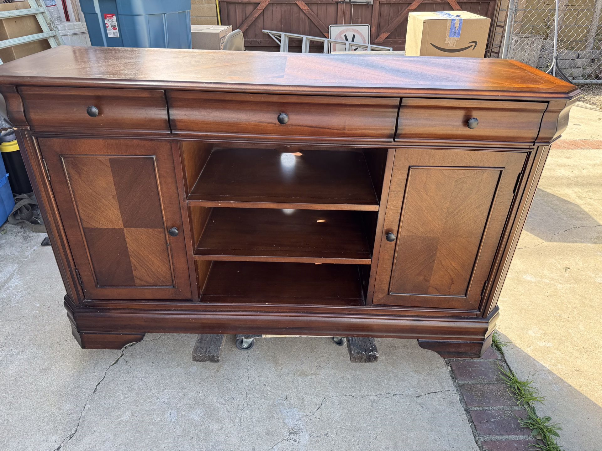 Wood Media Cabinet With Drawers And shelf  . Great Shape