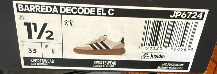 Brand New Adidas Barreda Decode Kids Size 1.5 - New with Box