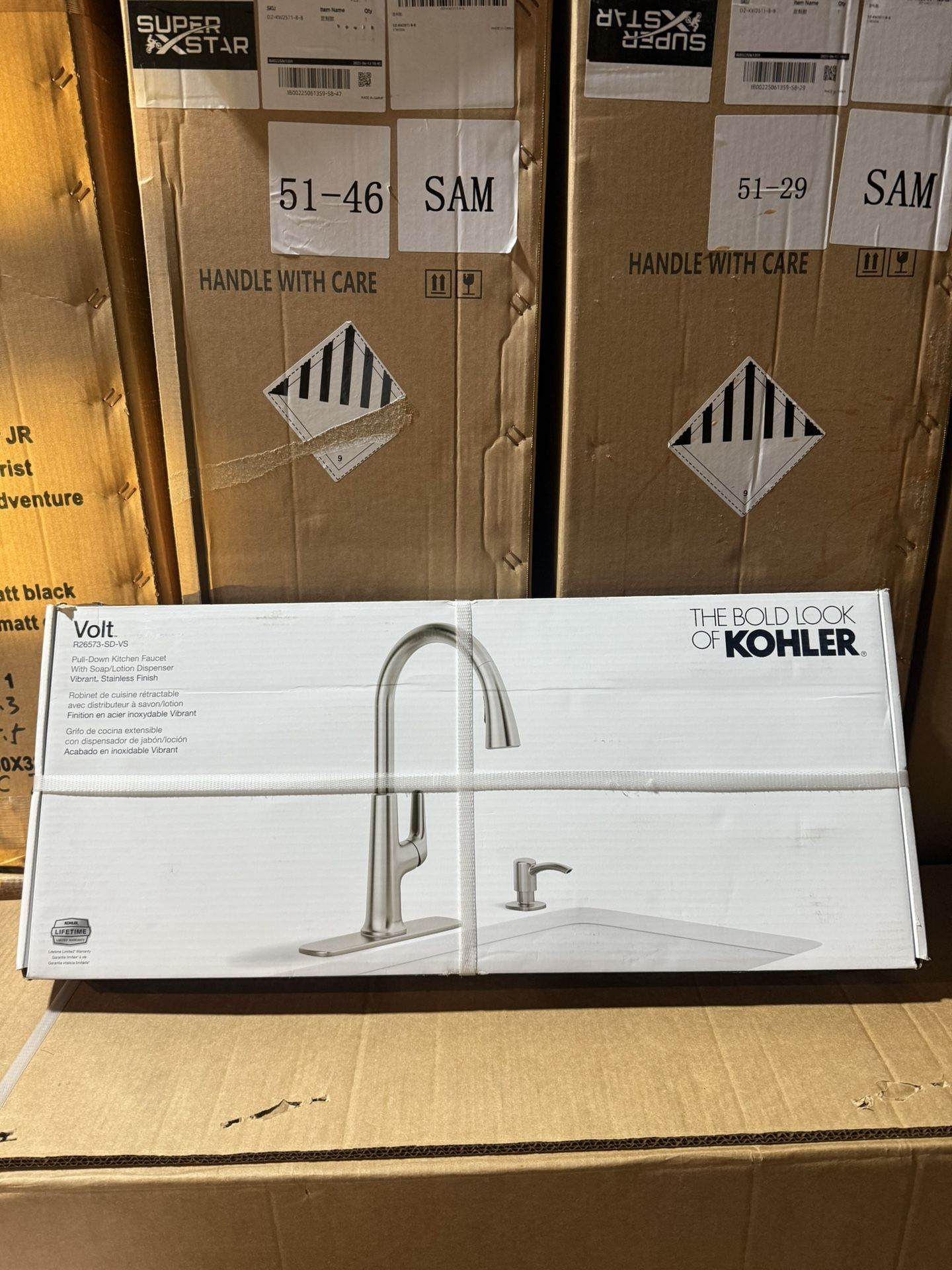 NEW Kohler Volt Pull-Down Kitchen Faucet Vibrant Stainless Finish R26573-SD-VS