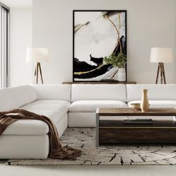 Modern White Fabric Sectional 