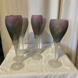 Vintage Art Glass Wine Goblets