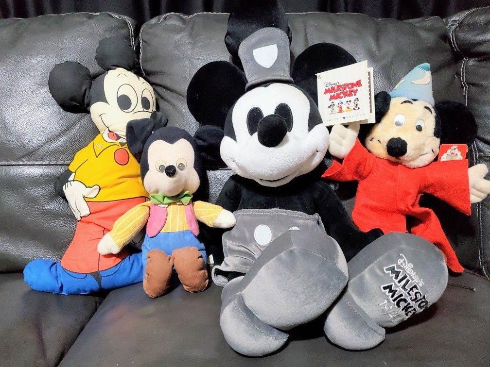 4 Disney Mickey Mouse Stuffed Animals Lot