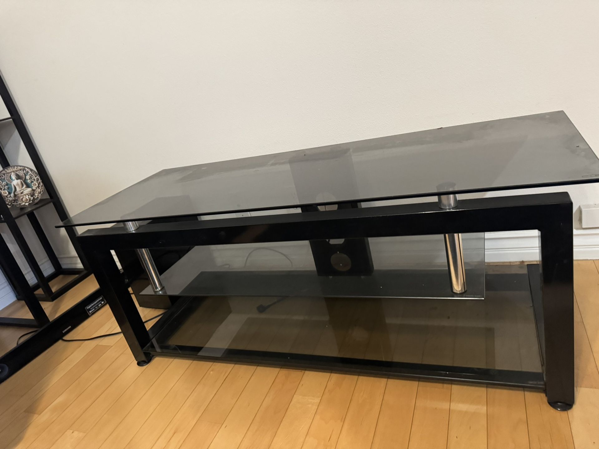 Glass TV Stand - Black Color For Sale