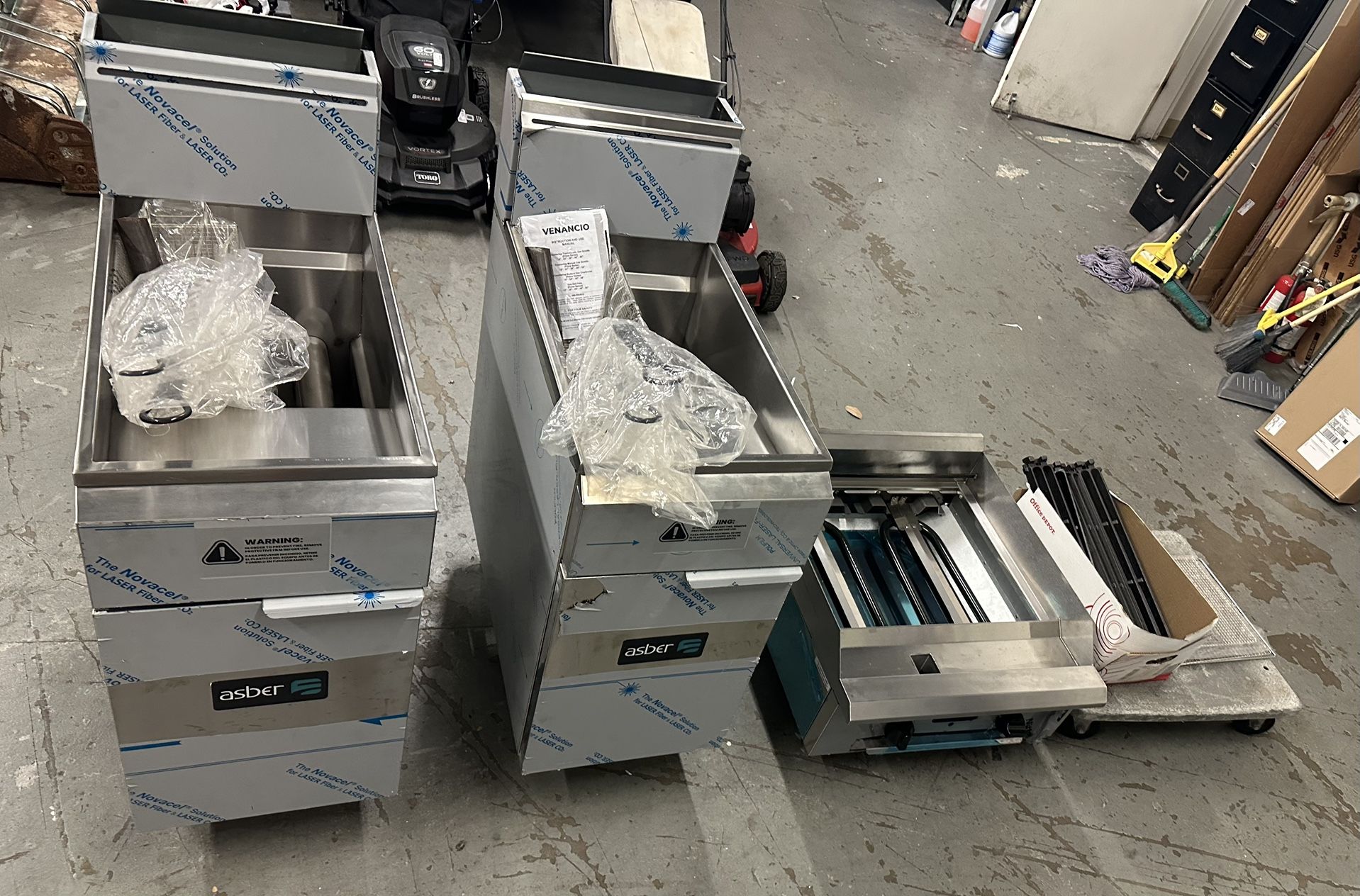Asber Deep Fryers & Gas Charbroiler w/ Accessories