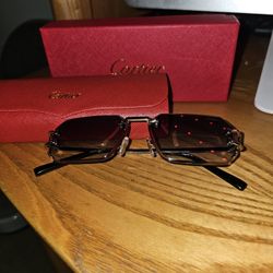 New Cartier rimless sunglasses fred glasses decor BIG C silver Frame