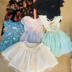7 Pack: Assorted 2T Girl's Tops and Skirt