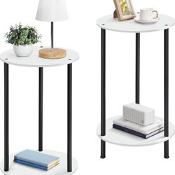SEHERTIWY Round Side Table White End Tables Round Nightstand Living Room Set of 2