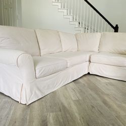 Pottery Barn Comfort Roll Arm Slipcovered 3-Piece Sectional 108”(FREE DELIVERY)