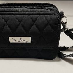 Vera Bradley Classic Black Wallet Crossbody Wristlet Purse 