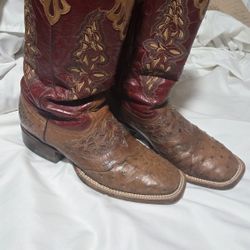 Size 11 TWF Lucchese Women's Amberlyn Western Boots - Tan Burnished/Cadmio Red Spyker