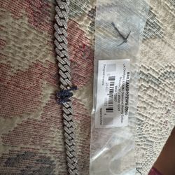 Los Angeles Dodgers Official MLB Diamond Prong Cuban Bracelet in White Gold- 8.5mm