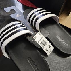 Adidas Slides Sz 9 Mens/10 Womens Black & White