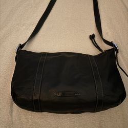 Cole Haan Vintage  Shoulder Black Beg Purse Silver  Hardware Gold Stitches .