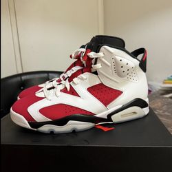 Used 1x  Jordan 6 Carmine 190$ Firm. No trades only for sale. (worn with sneaker shields)