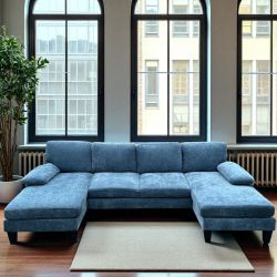 Ocean Blue Double Chaise Sectional - Delivery Available