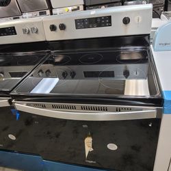 New Whirlpool 30" Wide Apartment Size Stainless Steel Electric 220volt Glass Top Stove Range Estufa 