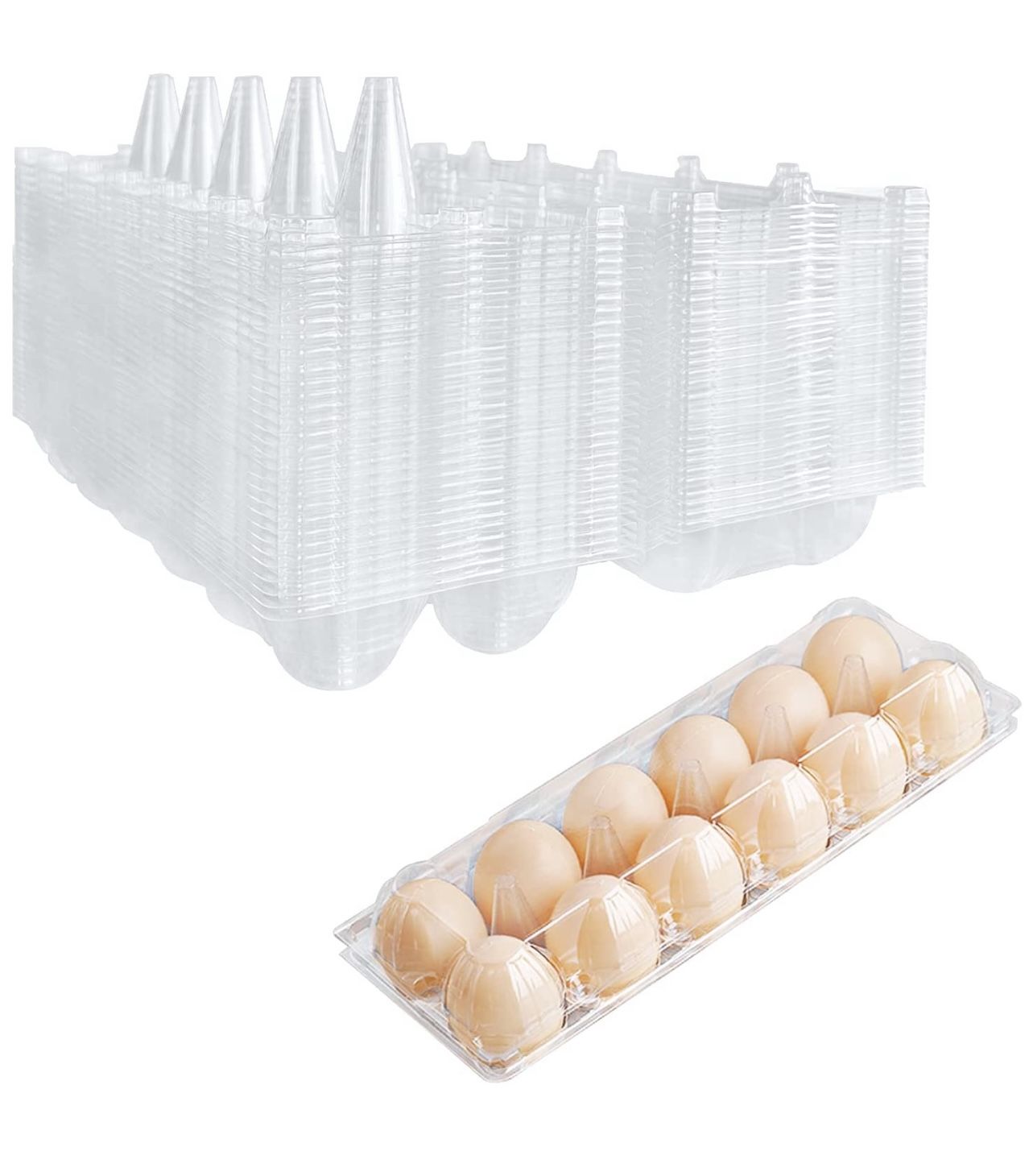 Blank Egg Cartons Bulk 30 Packs - Holds 12 Eggs 1 Dozen, Clear Egg Carton, Reusable Plastic Egg Trays for Family Pasture Chicken Farm
