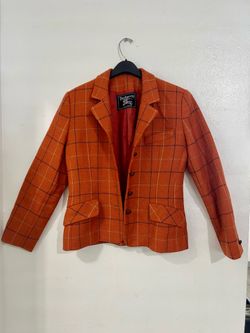 Vintage Burberry orange plaid coat jacket