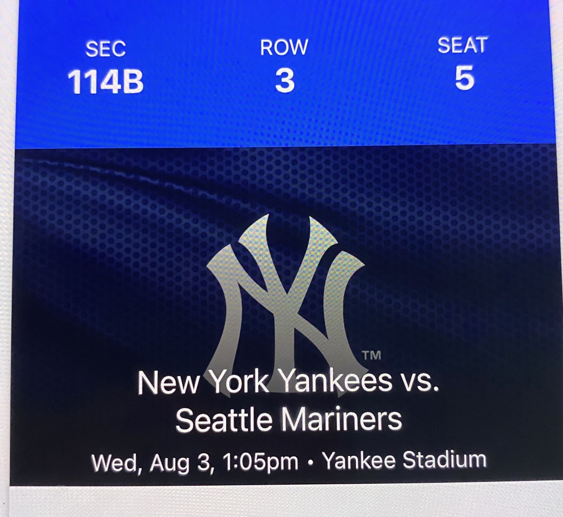 Today 1:05pm Yankees vs Mariners - Great Seats