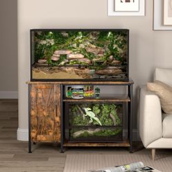 40-120 Gallon Reptile Tank Stand with Power Outlet, Terrarium Stand with Storage