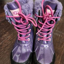 Girl's Ugg Purple Winter Faux Fur Snow Boots,  Size 1