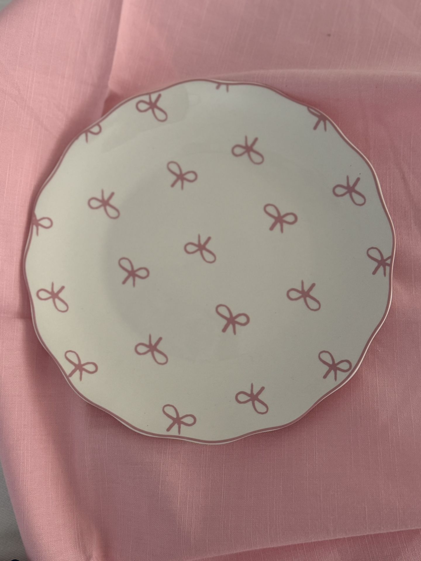 Godinger Pink and White Salad Plates With Bow Print