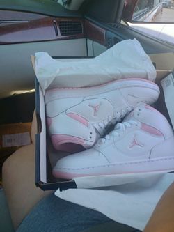 Pink and white Jordans 7.5 womens
