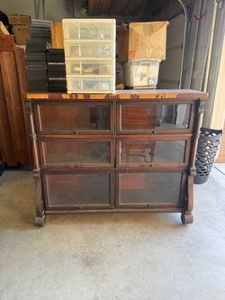 Vintage Barrister Style Glass-Front Bookcase – 6 Sections