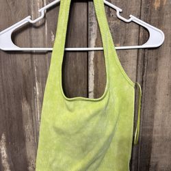 American Eagle Crop Halter Top Lime Green