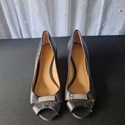 Coach Open Toe Wedge Heels Black Size 6