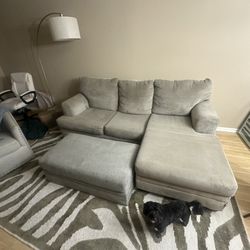 Cozy 3-Piece Sectional Sofa + Ottoman – Good Condition